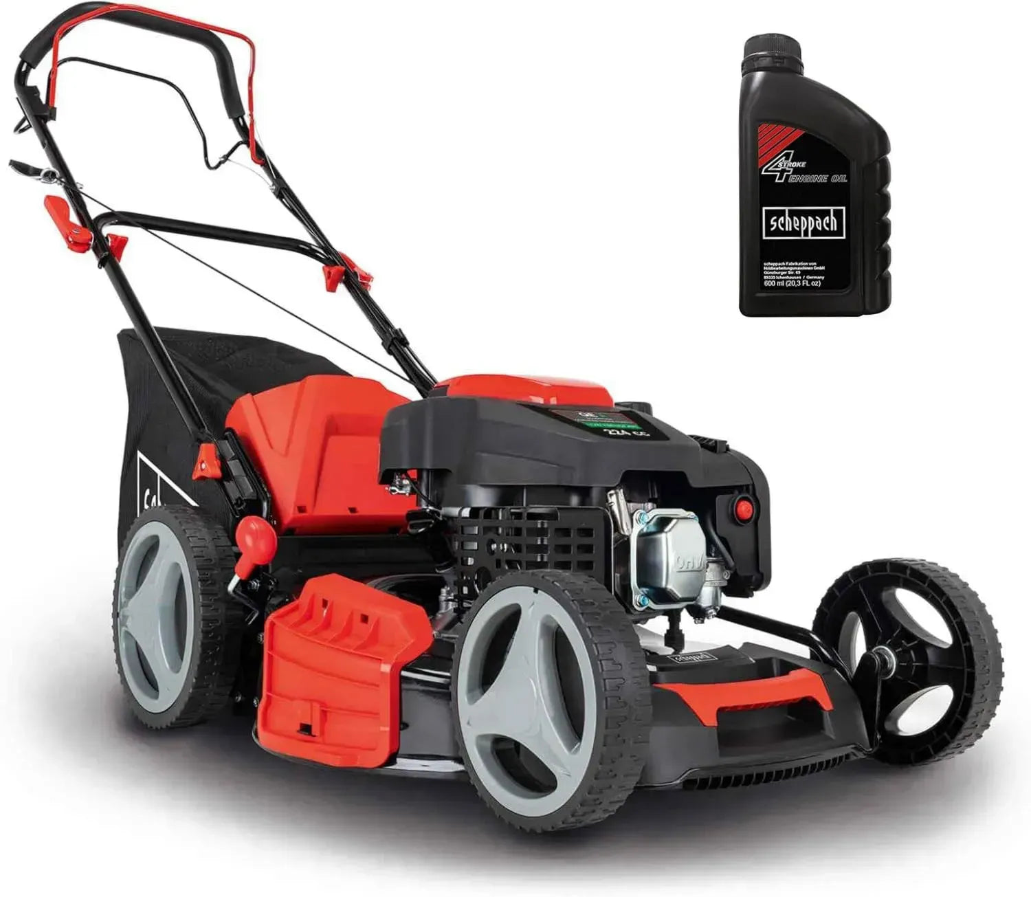 Scheppach Benzin-Rasenmäher MS230-53 mit Antrieb, 53 cm Schnittbreite, 65 L Fangsack, 7-stufige Höhenverstellung, Seitenauswurf, Reinigungsfunktion, Mulchfunktion, inkl. Motoröl
