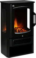 HOMCOM Elektrischer Kamin mit LED-Flammeneffekt, 1000/2000W, Panorama-Sicht, Heizlüfter, 2 Heizstufen