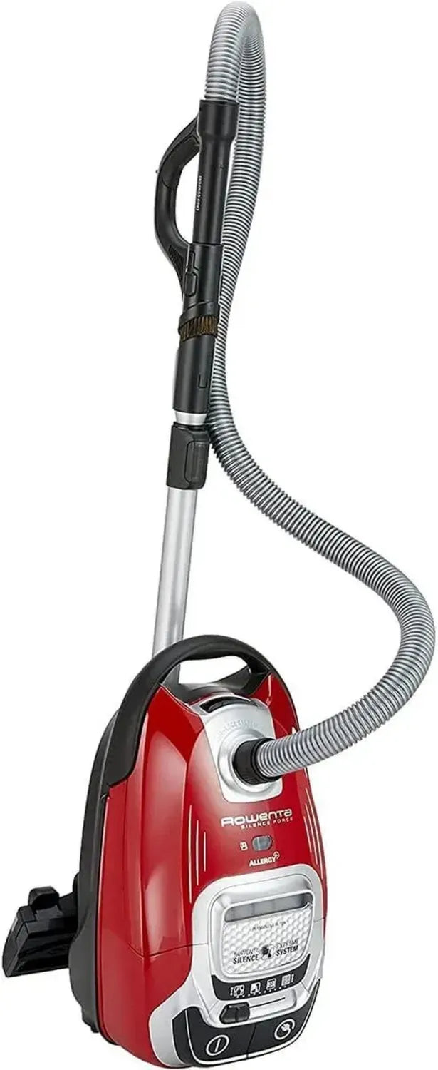 Rowenta Silence Force Allergy+ Staubsauger, 4,5L Beutel, leise & effizient, ideal für Tierhaare, Schwarz-Rot