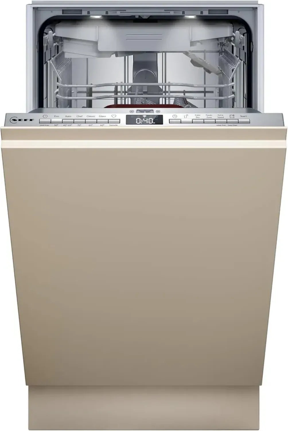 NEFF S855EMX34E N 50 Vollintegrierter Geschirrspüler, 45 cm, Flexibles Korbsystem, Leiser Betrieb, OpenDry mit TimeLight