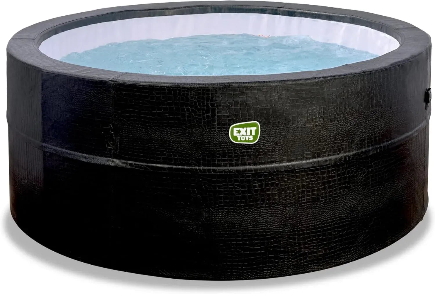 EXIT Toys Luxus Outdoor Whirlpool für 4 Personen - Isoliert mit Heizung und Filterpumpe - Schwarze Schaumstoffwände und Abdeckplane - 120 Luftdüsen
