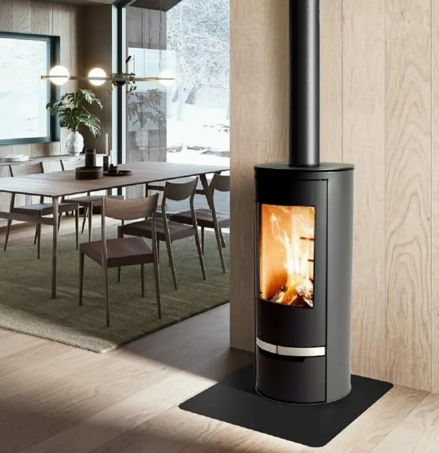 Runder Panorama-Kaminofen 7kW für Holz XXL Design