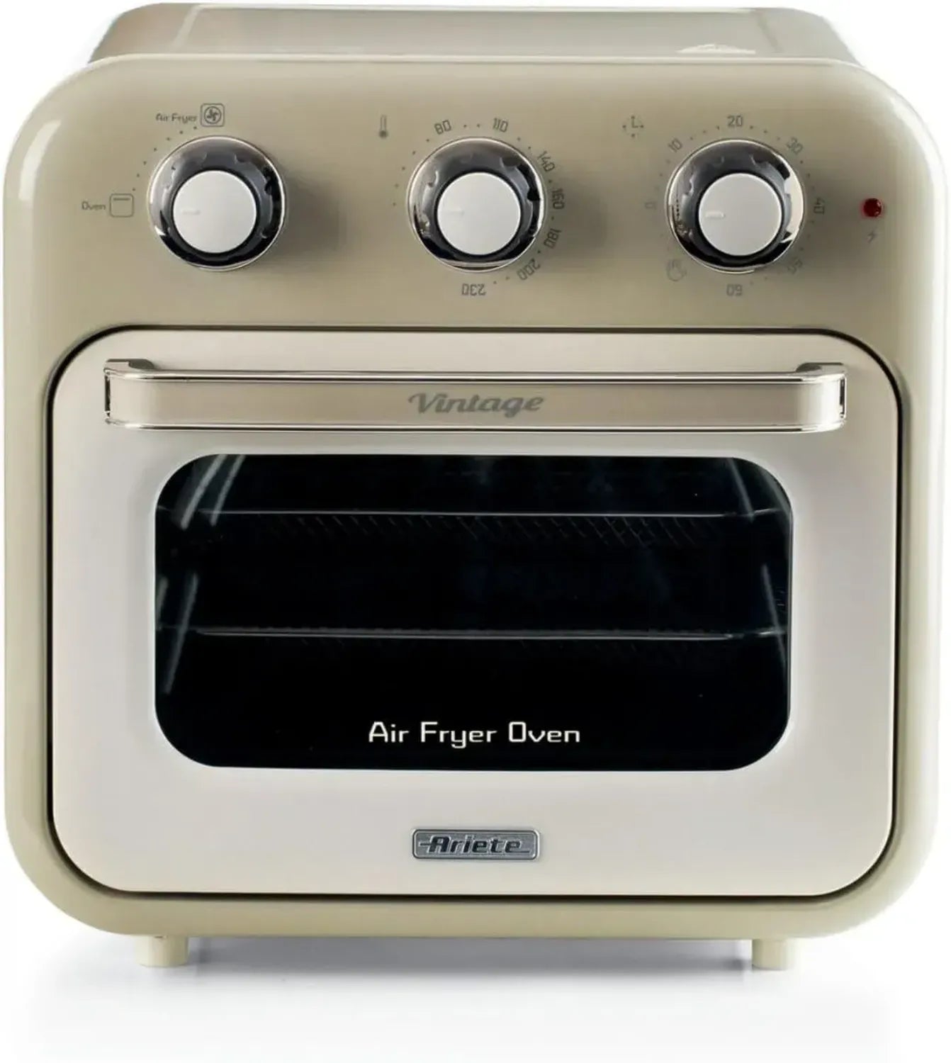 Ariete Vintage Heißluftfritteuse & Ofen, 16L Kapazität, Edelstahlzubehör, 230°C, Timer, Doppelglas, 1400W, Beige