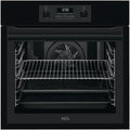 AEG Einbaubackofen 6000 Serie - Heiße Luft mit Ringheizkörper, Dampfreinigung, Grillfunktion, Autark, Energieklasse A, Schwarz