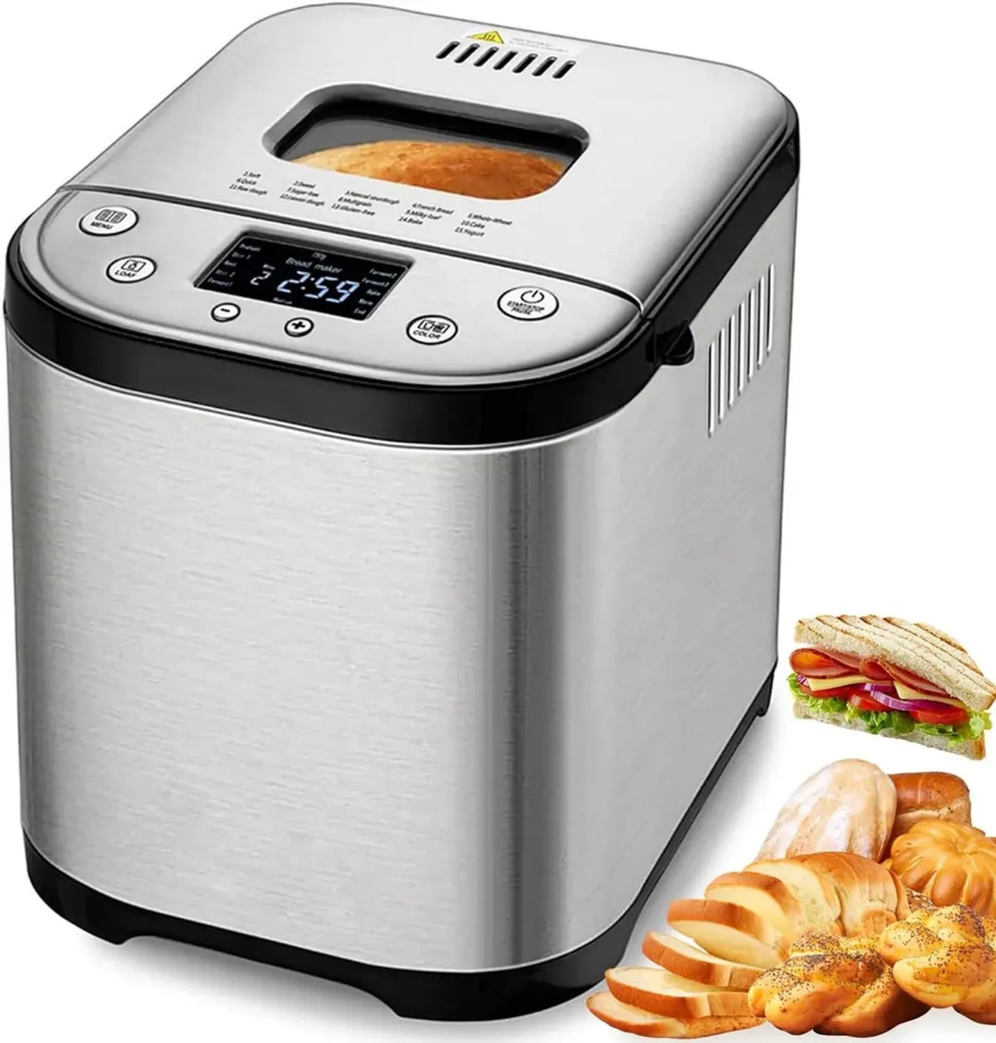 Multifunktionaler Brotbackautomat mit 15 Programmen und Glutenfrei-Option