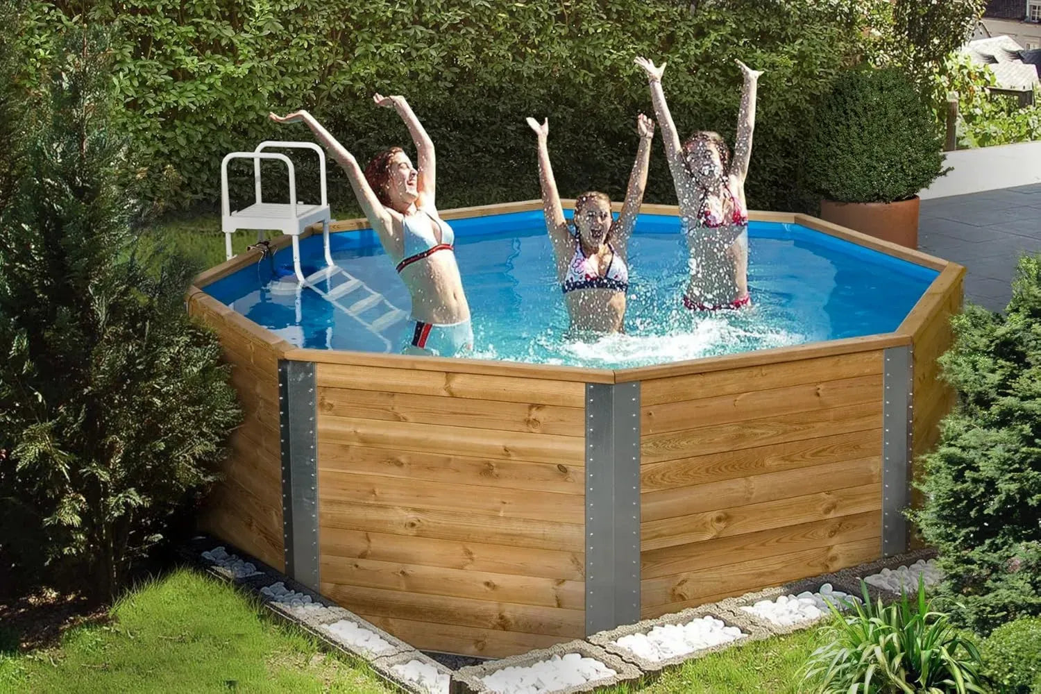 Weka Rechteckiger Massivholzpool mit Leiter 593 cm