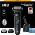 Braun Herrenrasierer Series 5, Elektrischer Nass- und Trockenrasierer, Mit SmartCare Reinigungsstation und Zwei Aufsätzen, Wassergeschützt, Kabellos, Schwarz