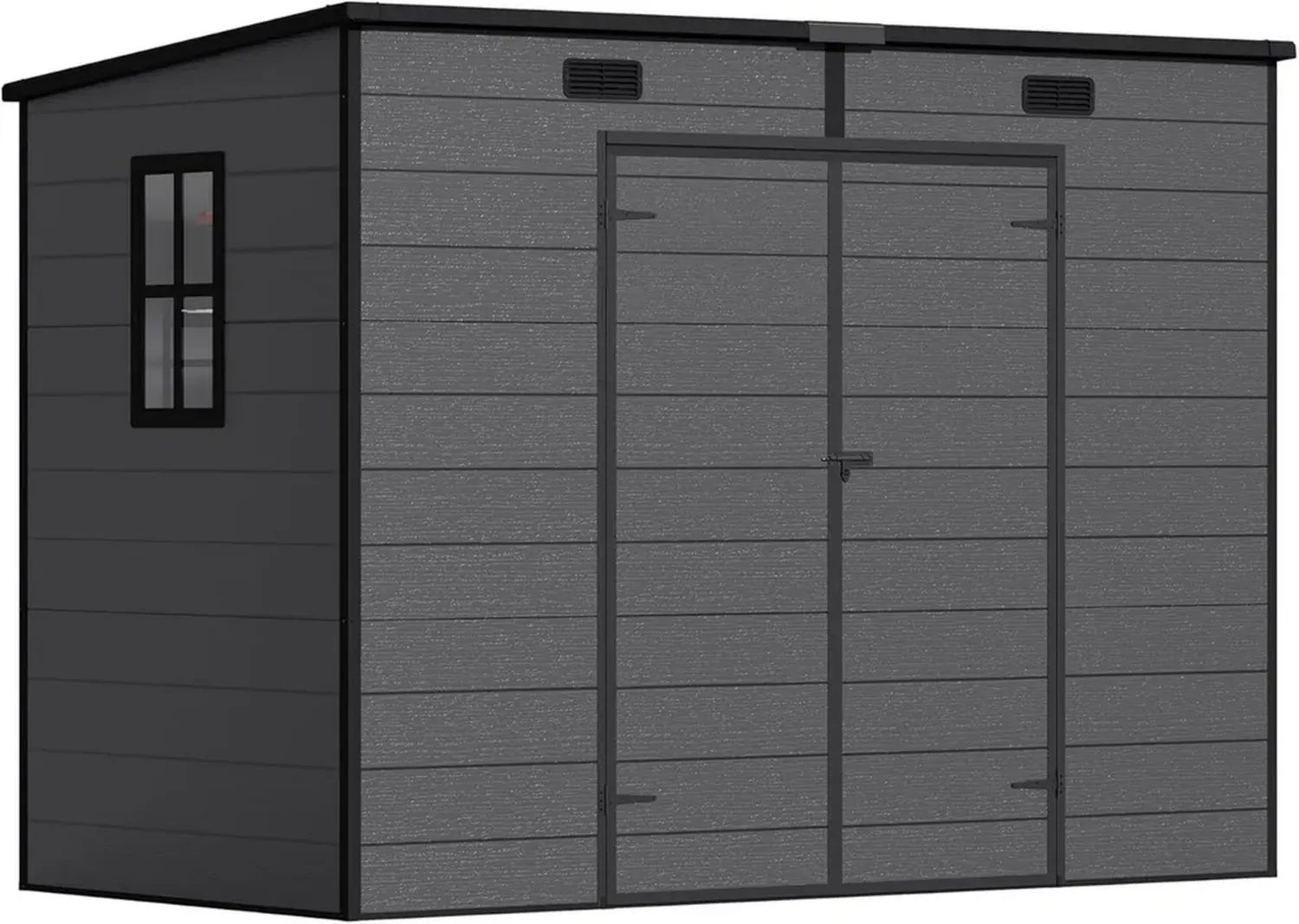 Wetterfestes Kunststoff Gartenhaus 8x4 mit Bodenplatte, abschließbar, Schwarz