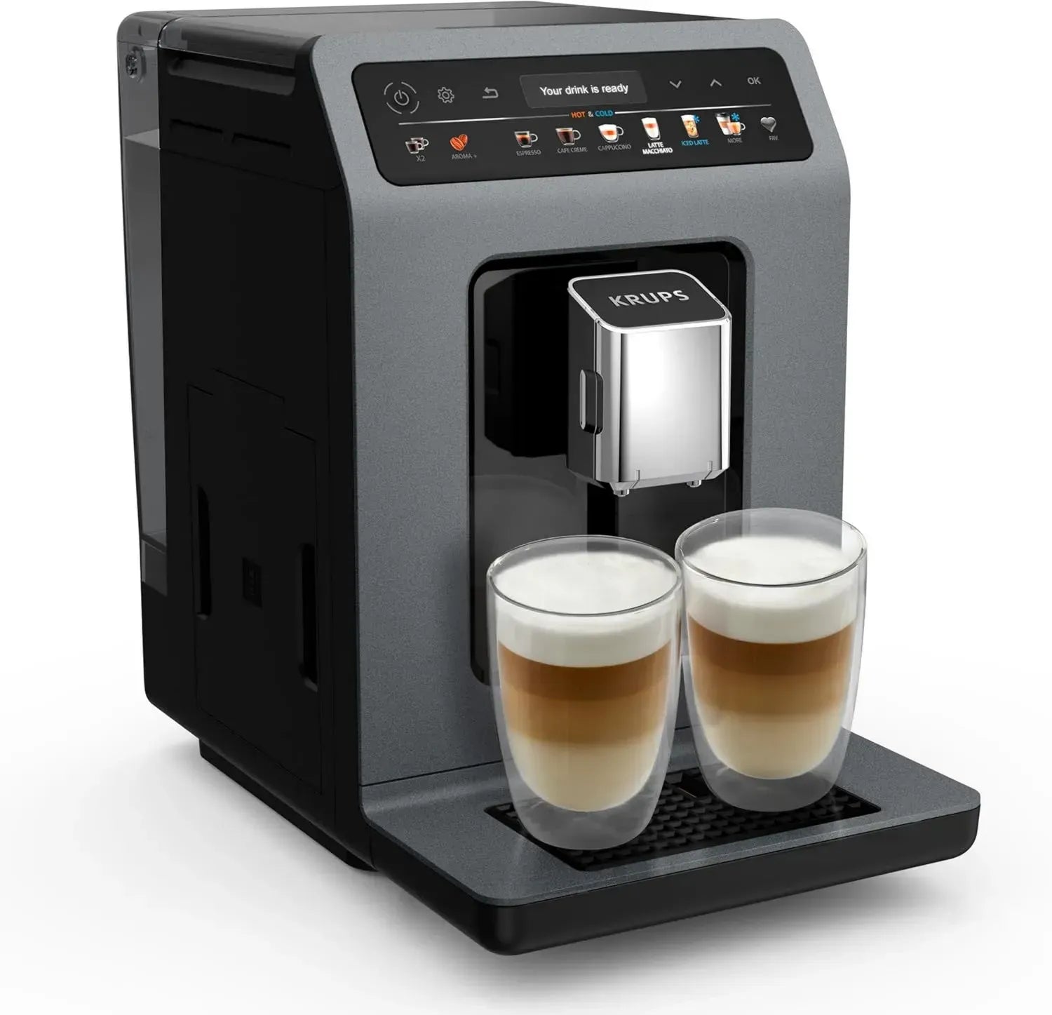 Krups Evidence Kaffeevollautomat, 18 Spezialitäten, heiß & kalt, One-Touch System, integriertes Milchsystem, automatischer Reinigungszyklus, schnelle Aufheizzeit