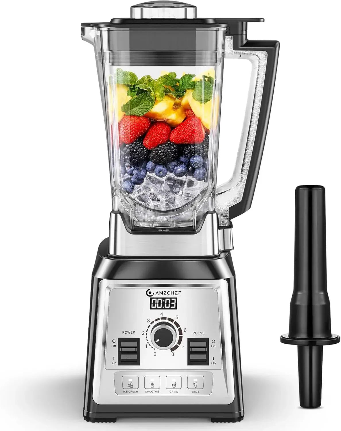 AMZCHEF Hochleistungsmixer 2000W, 2L Kapazität, 8 Geschwindigkeiten, 4 Programme, BPA-frei