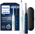Philips Sonicare ProtectiveClean 5100 Schallzahnbürste, 3 Modi, Drucksensor, Timer, Reiseetui, Weiß/Blau, 2er-Set