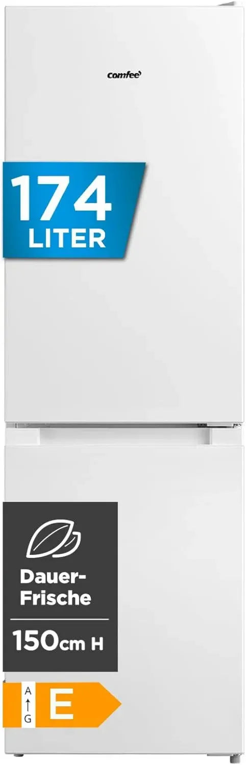 Comfee Kühl-Gefrierkombination, 150 cm, Low Frost, LED-Beleuchtung, 115L Kühlteil, 59L Gefrierteil, Weiß