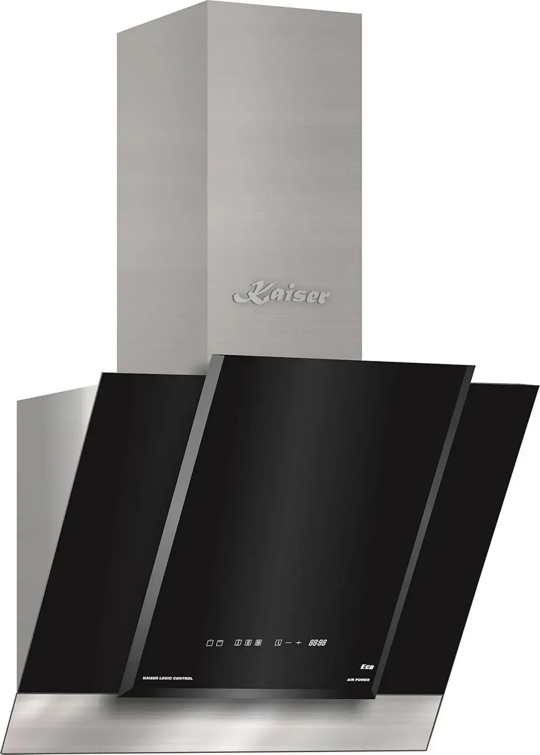 Kaiser 60 cm Kopffreie Dunstabzugshaube mit Schwarzglas und Edelstahl, Touch-Steuerung, LED-Anzeige, 910 m³/h, Wandmontage