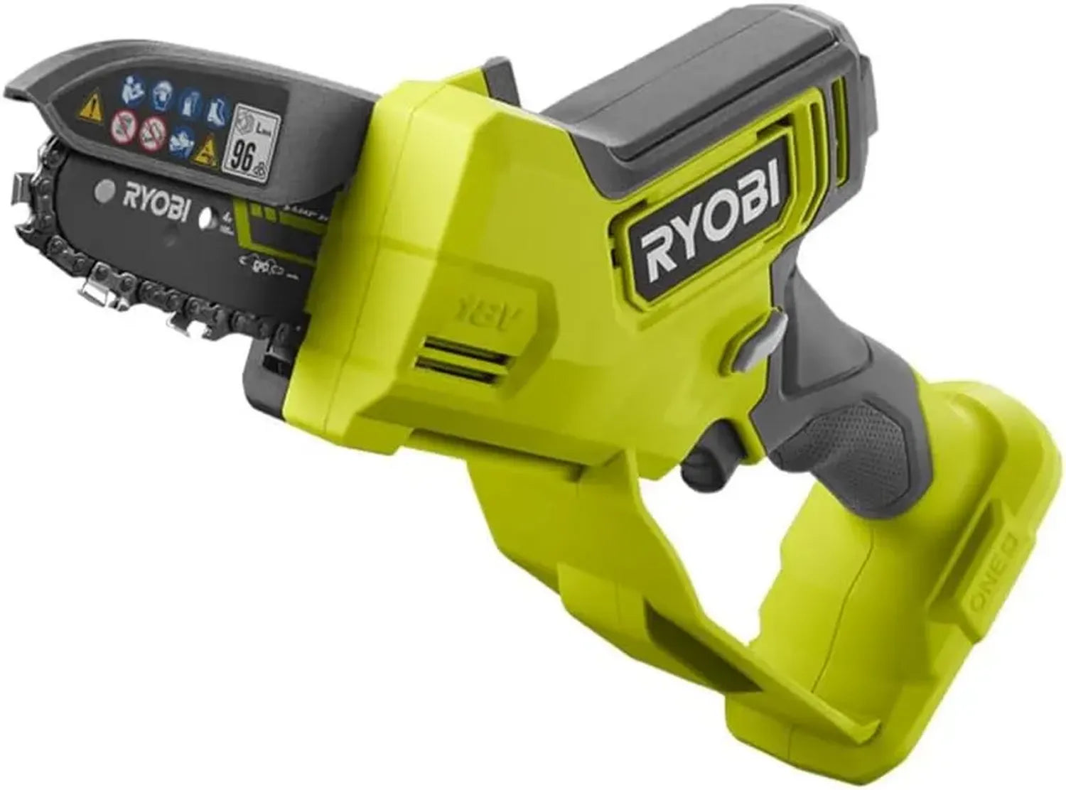 RYOBI 18V ONE+ Akku-Einhand-Kettensäge, bürstenlos, 10 cm Schwert, ohne Akku