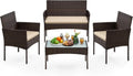 SONGMICS Gartenmöbel-Set aus Polyrattan, Lounge-Set für Terrasse und Balkon, wetterfest, Braun-Taupe