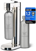 Hochwertiger Edelstahl Wassersprudler Infinity-S mit 2x 1,25L Flaschen – Hygienische abnehmbare Düse – Langlebige CO₂ Sprudelfunktion