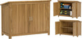 Wetterfester Holz-Gartenschrank mit Pultdach und Ablage, 110x50x85cm, Braun
