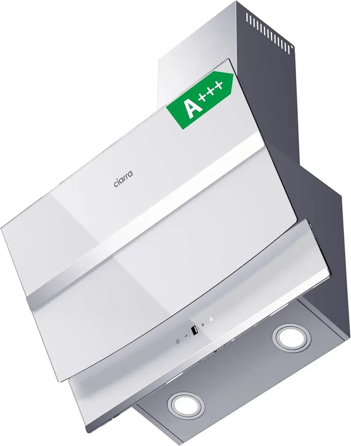 CIARRA CBCW6736N Schräghaube 60cm 650m³/h, Touch-Bedienung, dimmbare LED, inkl. Aktivkohlefilter