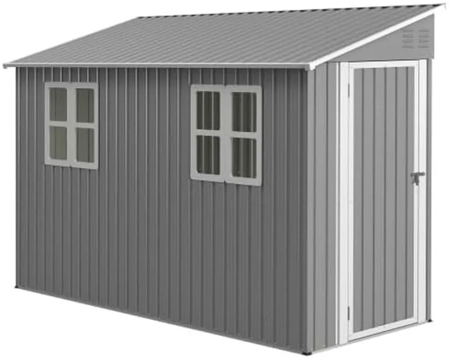 Wetterfestes Metall-Gartenhaus 1,2 x 3 m mit Fenstern und Boden-Kit, abschließbarer Geräteschuppen für Outdoor Lagerung