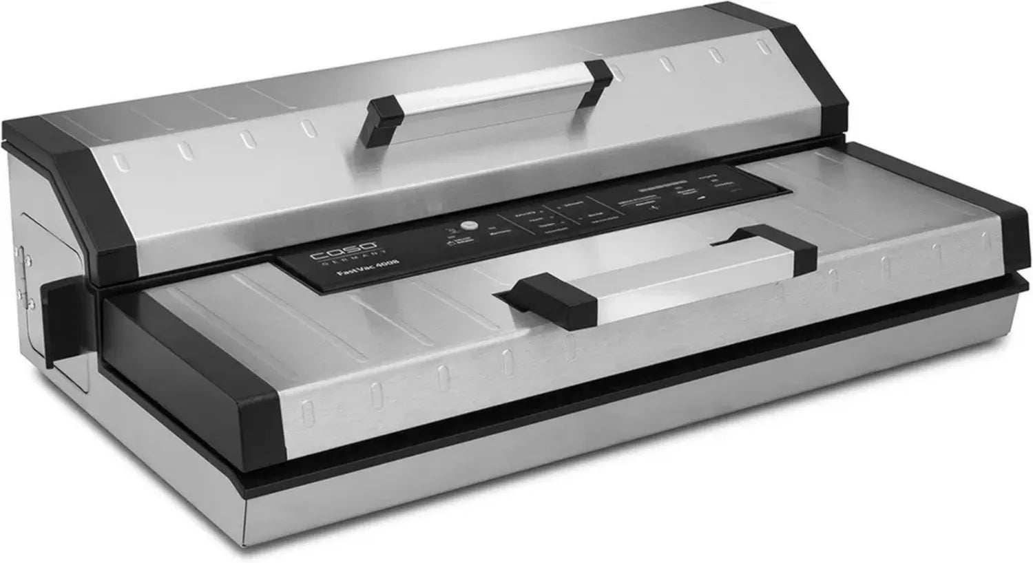 CASO FastVac 4008 Vakuumierer – Edelstahl, Doppelkolben, 20 L/Min, 40 cm Doppelschweißnaht, einstellbare Vakuumkraft, Marinieren & Pulse-Funktion, inklusive Folien