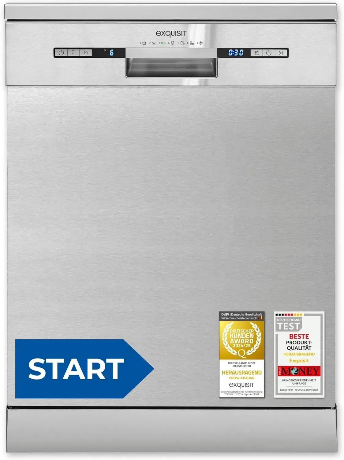 Geschirrspüler 60 cm Edelstahl, 13 Maßgedecke, Energieeffizienz, Startzeitvorwahl, 7 Programme