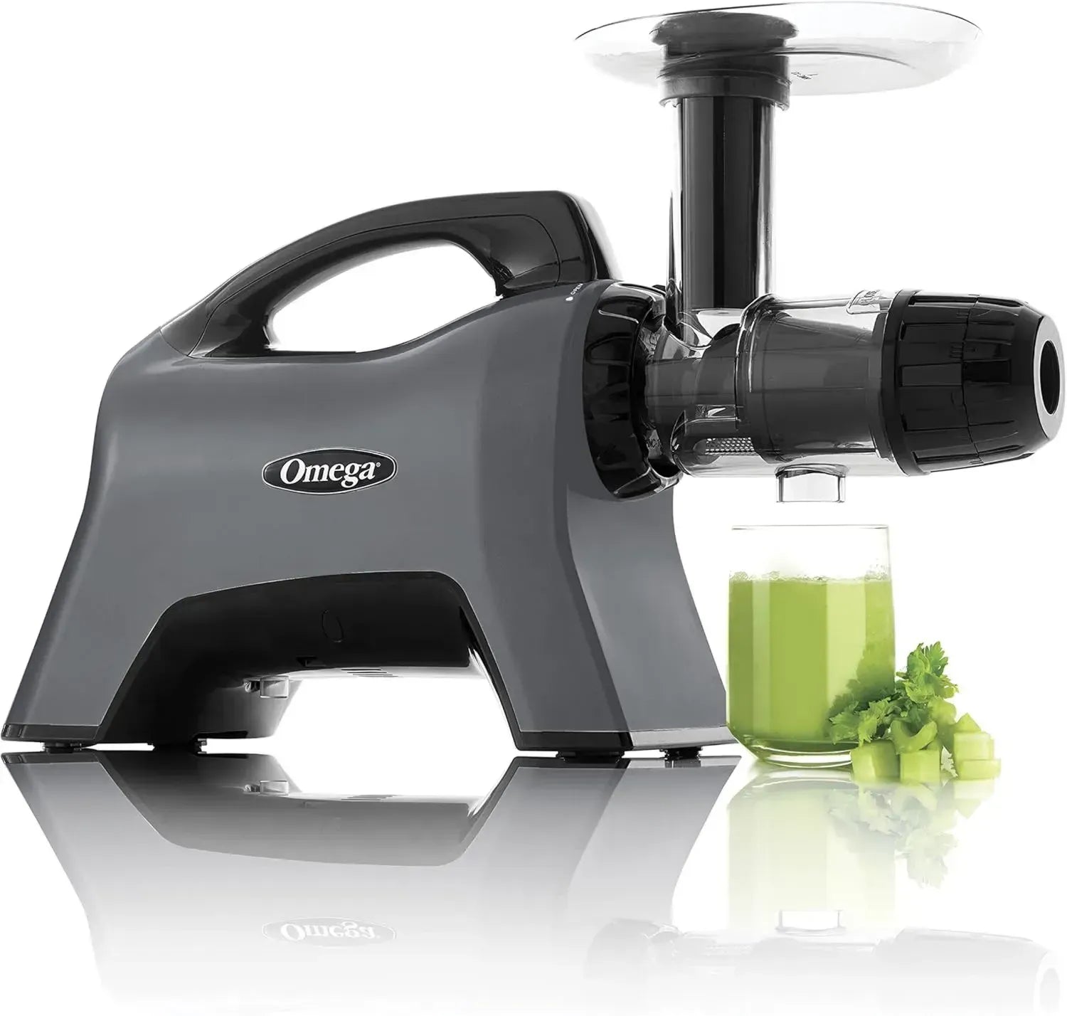 Omega Entsafter MM1500 - Effiziente Saftgewinnung mit spezieller Selleriekappe, 1,5L Kapazität - Perfekt für Obst- und Gemüsepürees, Sorbets und Pflanzendrinks