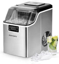 EUHOMY Edelstahl-Eiswürfelbereiter, 24 Würfel in 13 Minuten, 24 kg pro Tag, Selbstreinigungsfunktion, 3,2L Kapazität, inklusive Eisschaufel und Korb, ideal für Haushalt, Küche, Büro, Bar und Wohnmobil