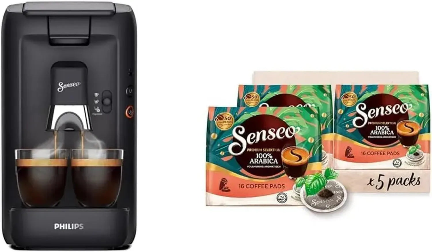 Philips Senseo Maestro Kaffeepadmaschine mit 80 Pads, 3 Spezialitäten, Memo-Funktion, Crema Plus, Intensität Plus, recyceltes Plastik, 1,2L, Schwarz
