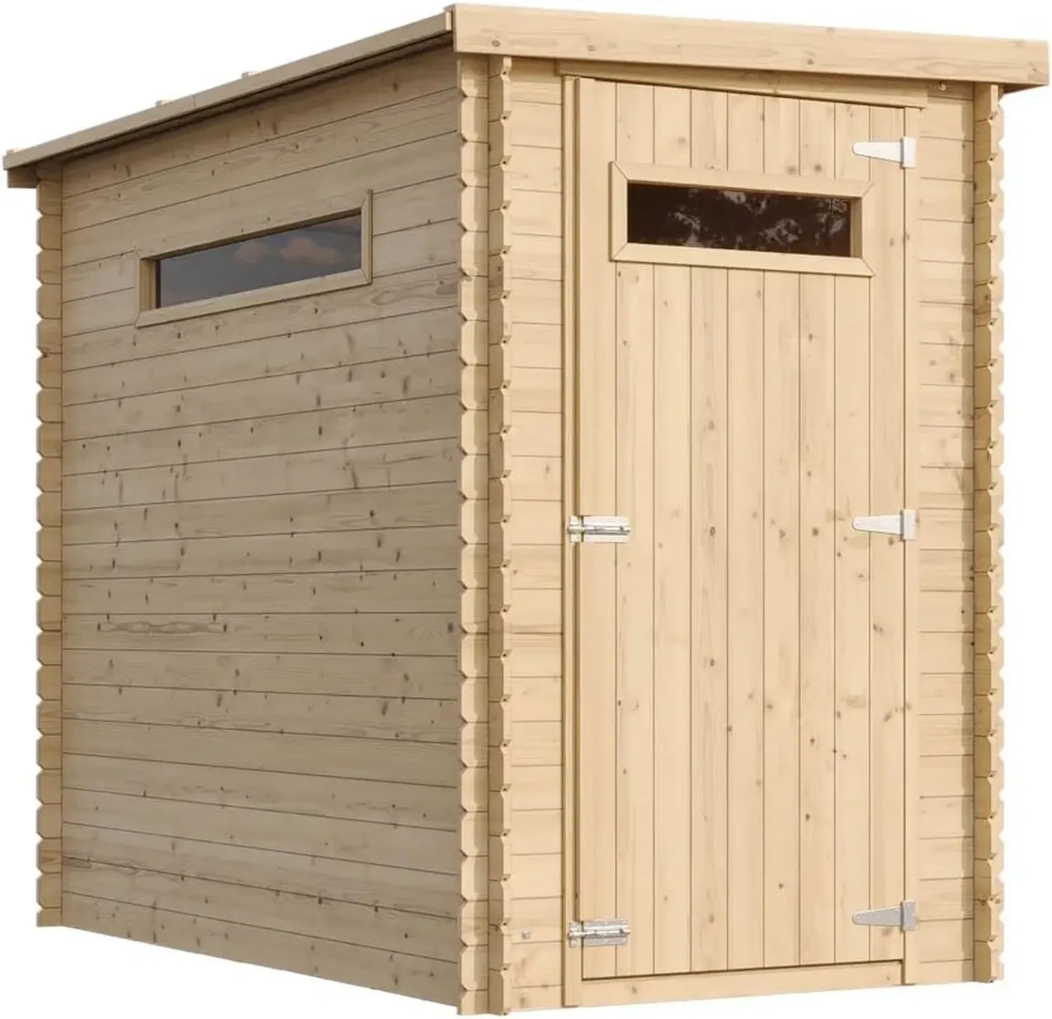 Holzgartenhaus mit Boden und Fenstern, imprägniertes Geräteschuppen, wetterfestes Dach, B144xL239xH198 cm, TIMBELA Modell M306A+M306G