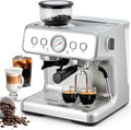 HAUSPROFI Espressomaschine mit integriertem Mahlwerk, 15 Bar Druck, Milchaufschäumer, Manometer und 2,8L Wassertank für Cappuccino, Latte und Macchiato