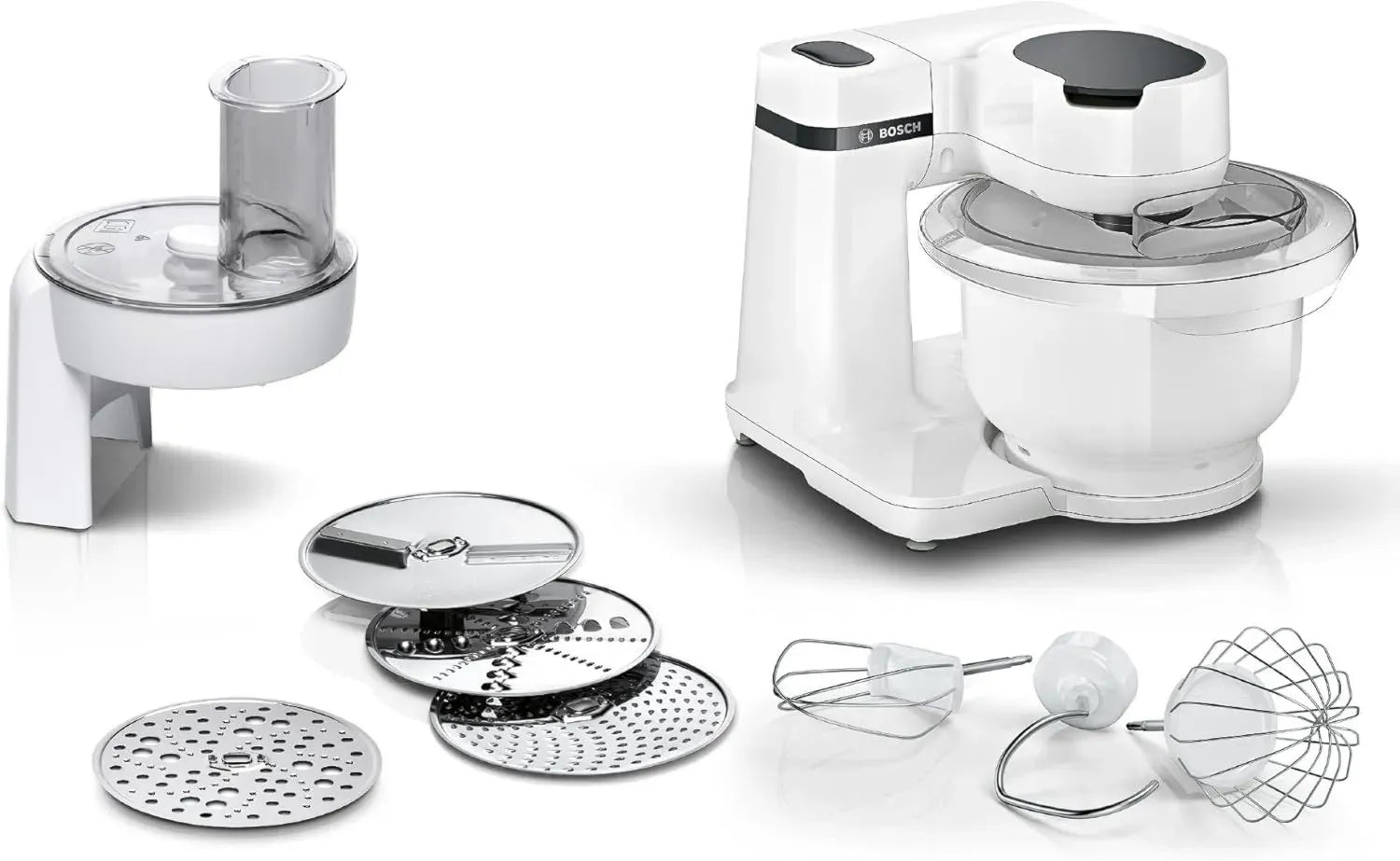 Bosch Küchenmaschine Serie 2, kompakt, 3,8l Schüssel, 700 W, Weiß, Spülmaschinengeeignet