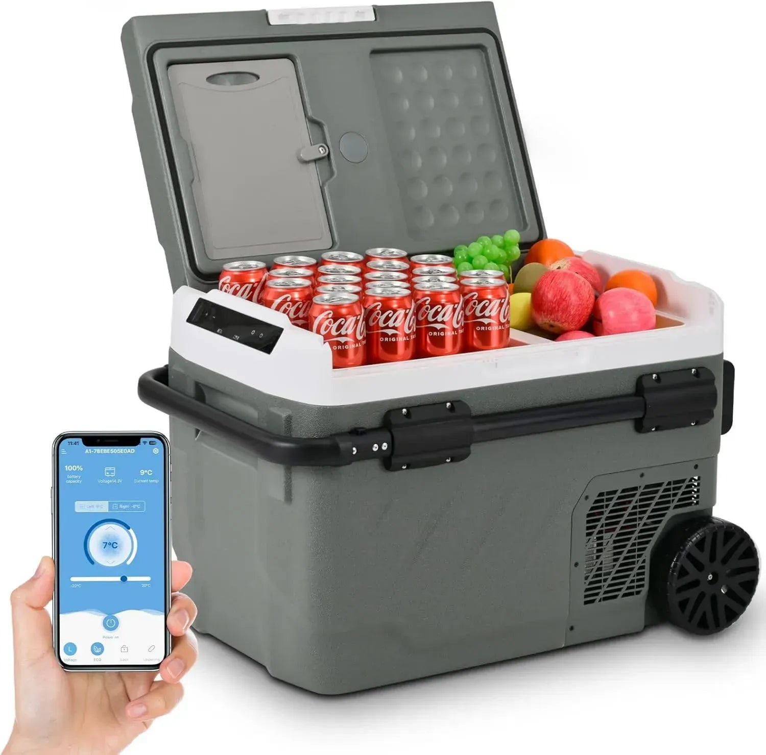 Alpicool 40L Doppelzonen-Kompressor Kühlbox mit APP-Steuerung, 12V/230V geeignet für Auto, Camping, Angeln und Bootstouren, Temperaturbereich -20°C bis 20°C