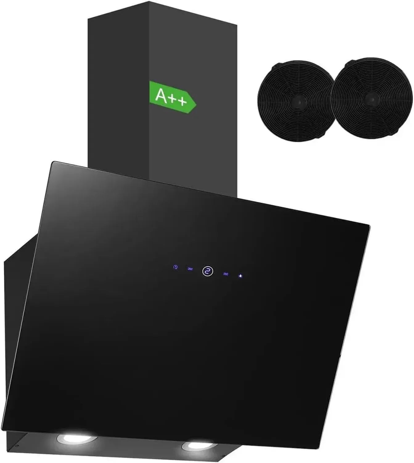 SNDOAS 60cm Dunstabzugshaube mit 550 m³/h Leistung, Abluft/Umluft, Aktivkohlefilter, Energieklasse A++, Timer-Abschaltung, Schwarz