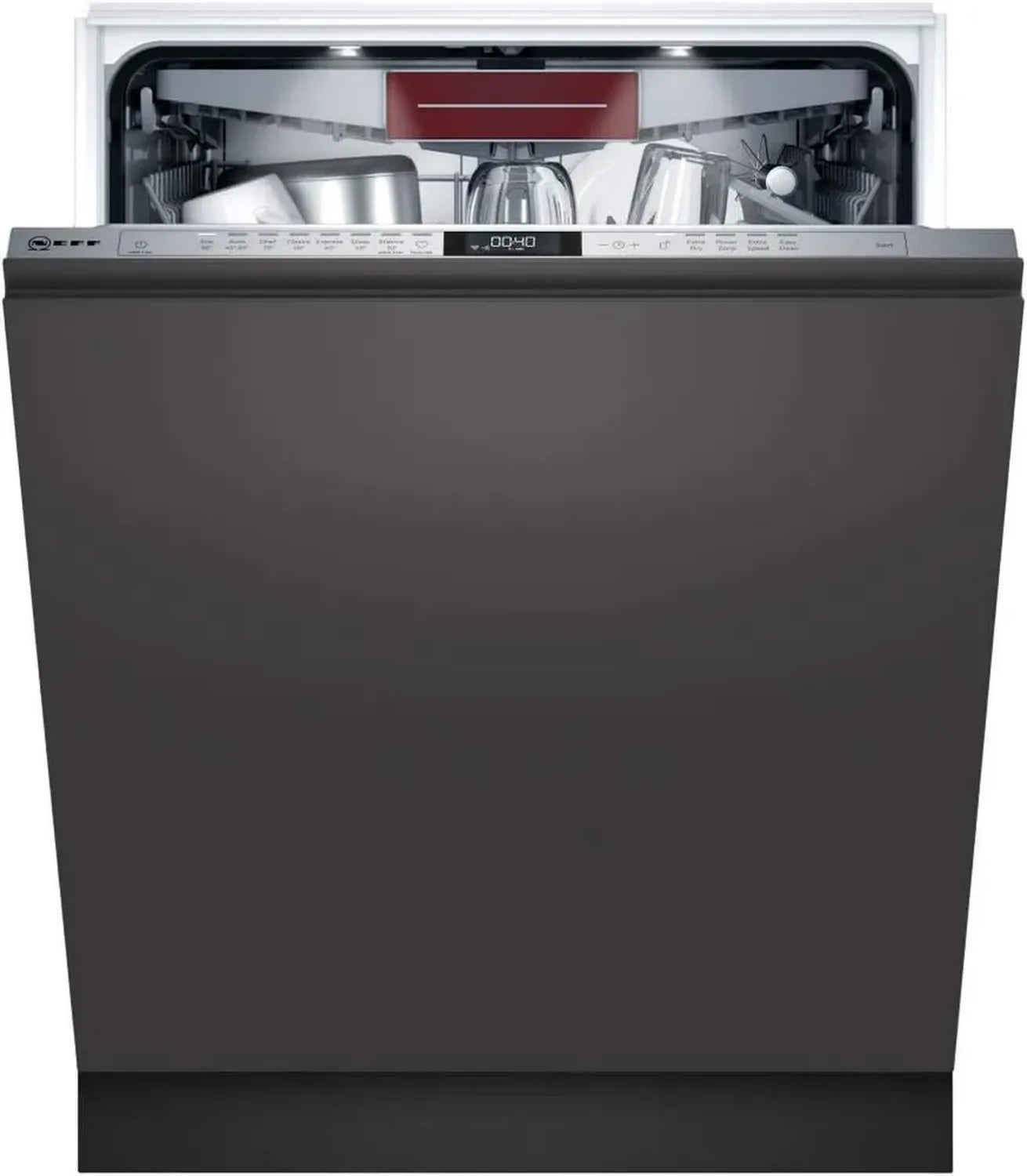 NEFF S157ECX21E Vollintegrierter Geschirrspüler, 60 cm mit Besteckschublade, leise & effizient, AquaStop-Funktion, für hartnäckige Flecken