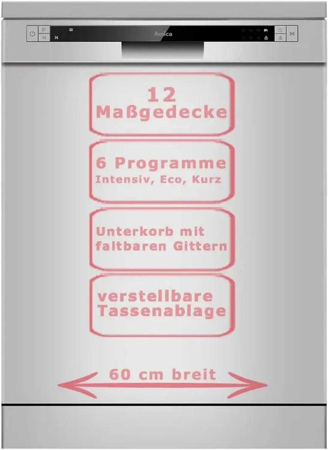 Freistehender Geschirrspüler AMICA GSP 542 010-1 SI Energiesparend