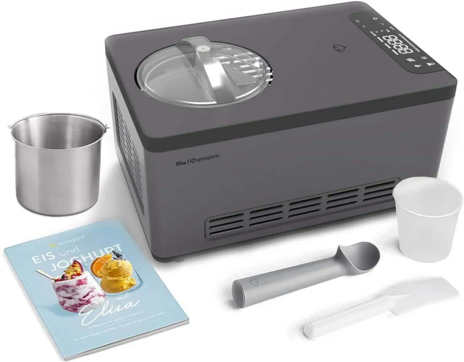 SPRINGLANE Eismaschine Elisa 2,0 L mit Kompressor, Edelstahl, Kühl- & Heizfunktion