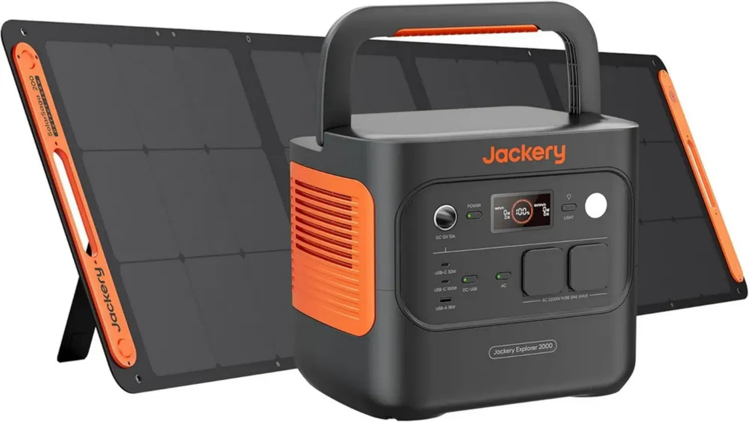 Jackery Tragbare Powerstation 2000 mit 200W Solarpanel, 2042Wh Solargenerator, 2200W Ausgang, LiFePO4 Akku Schnellladung, ideal für Camping und Wohnmobil