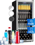 Klarstein Kühlschrank 242L mit Glastür und Einstellbaren Ablagen, Leiser Mini-Kühlschrank für Getränke, Geeignet für Innen- und Außenbereiche