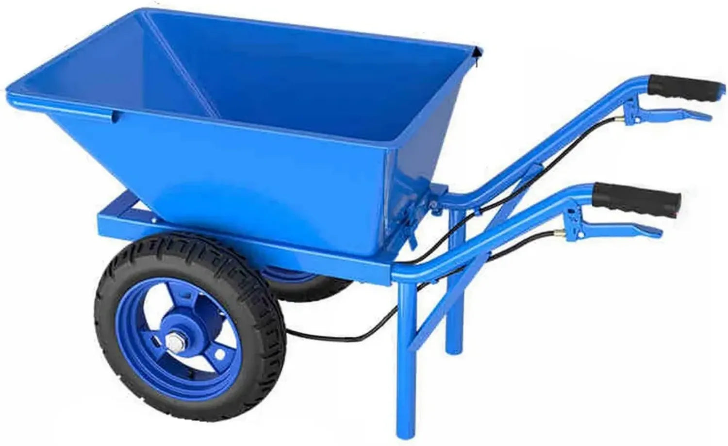 Robuster Klappbarer Gartenhandwagen mit Handbremse und Luftreifen - Blau