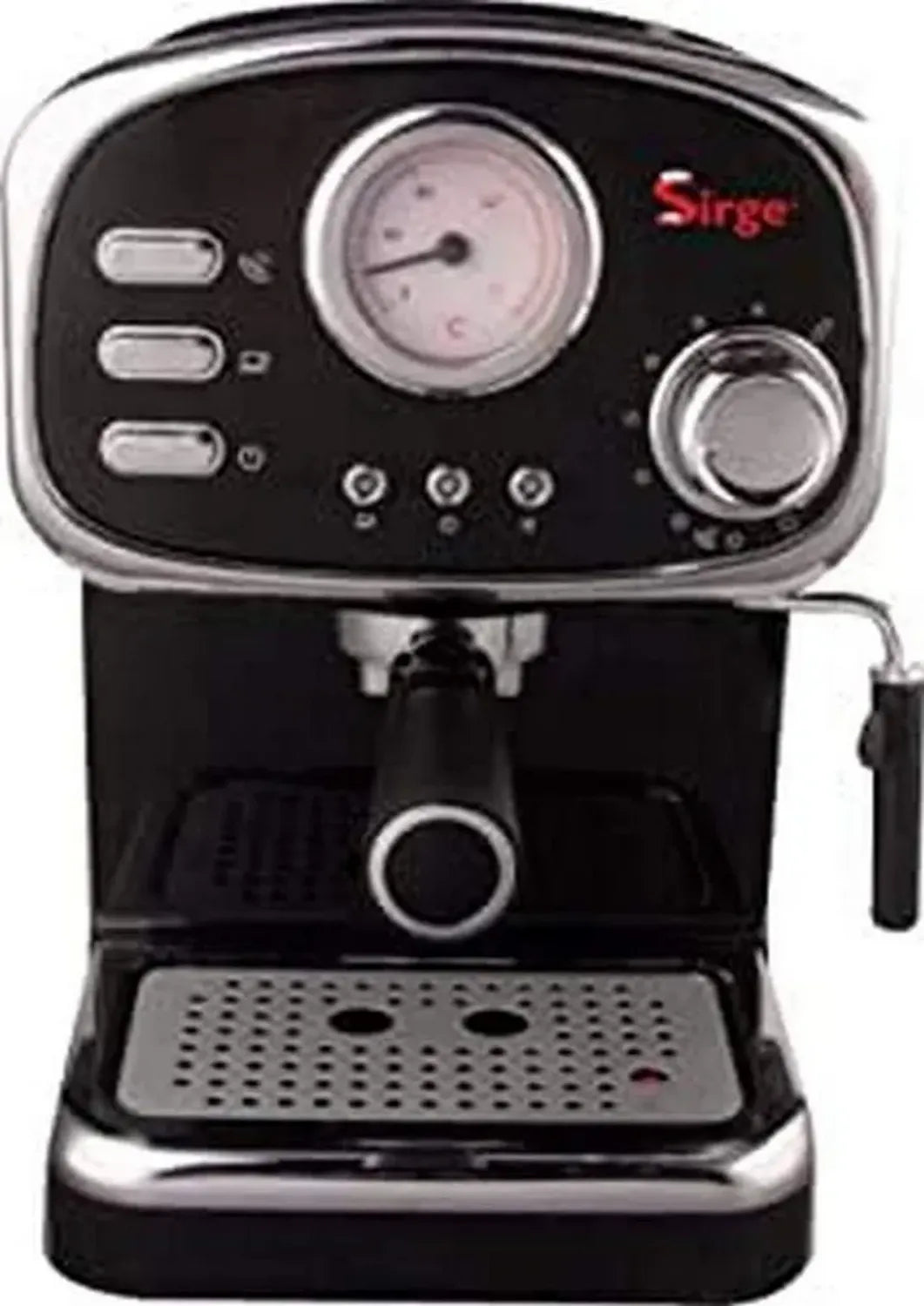 Retro Espressomaschine für ESE-Pads, 15 Bar, 1100 W, abnehmbarer 1,25 l Wassertank, Cappuccino-Dampfdüse, Schwarz