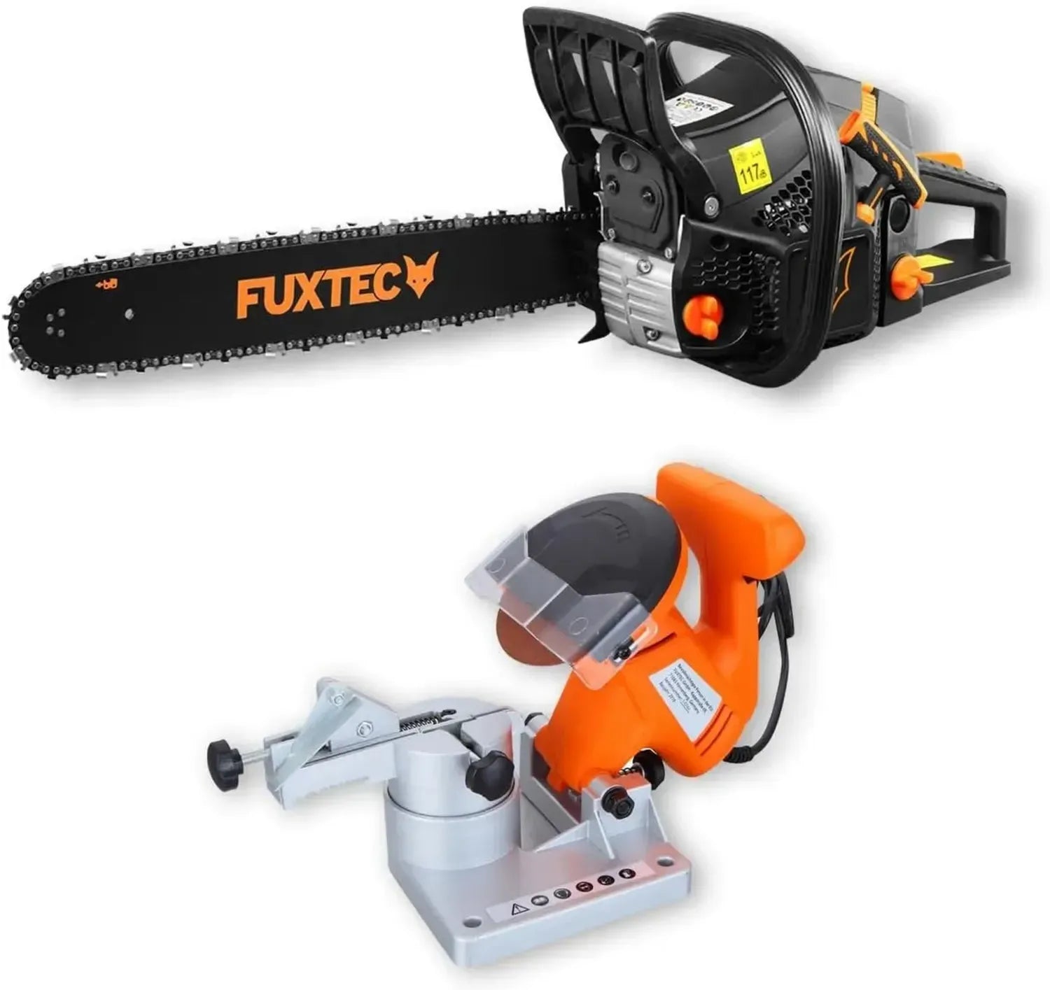 FUXTEC Benzin-Motorsäge FX-KS262-SET mit elektrischem Kettenschärfer – 2,85 kW, 61,5 ccm, EASY-Start – 50 cm Schwert, inklusive Schwertschutz & Tragetasche