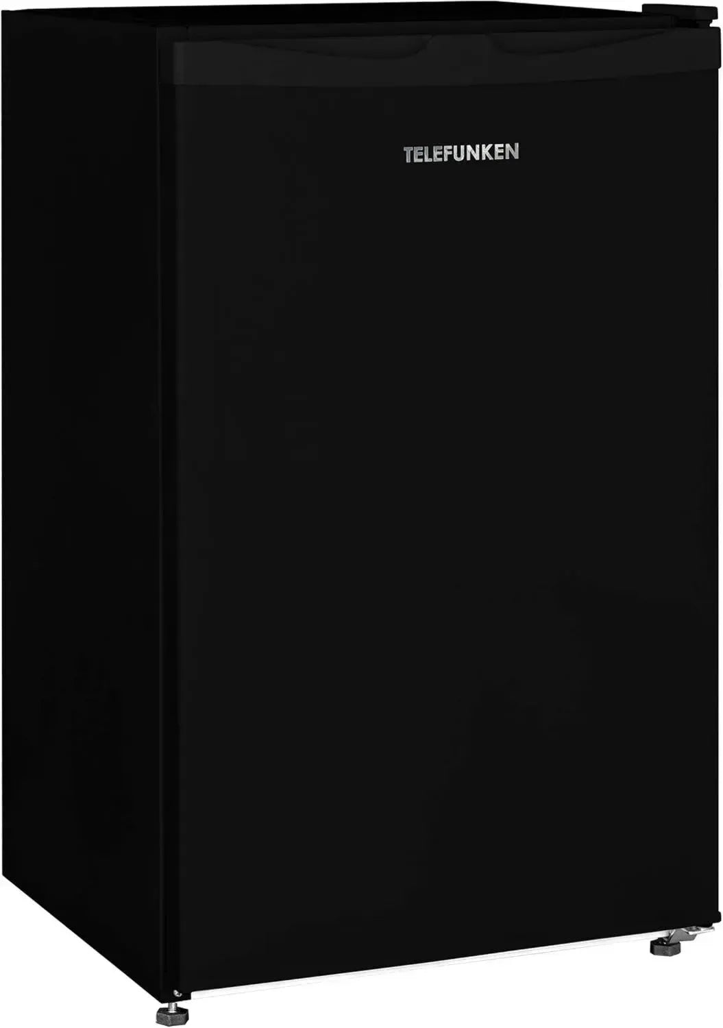 TELEFUNKEN kompakter Kühlschrank 90L, freistehend, ohne Gefrierfach, Gemüsefach & 3 Ablagen, LED-Beleuchtung, Temperaturregelung, schwarz