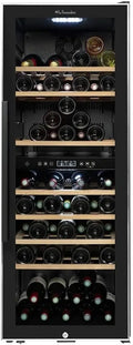 La Sommeliere - Zweizonen-Weinkühlschrank für 75 Flaschen, UV-Schutzglas, Temperaturregelung 5-20°C, freistehend