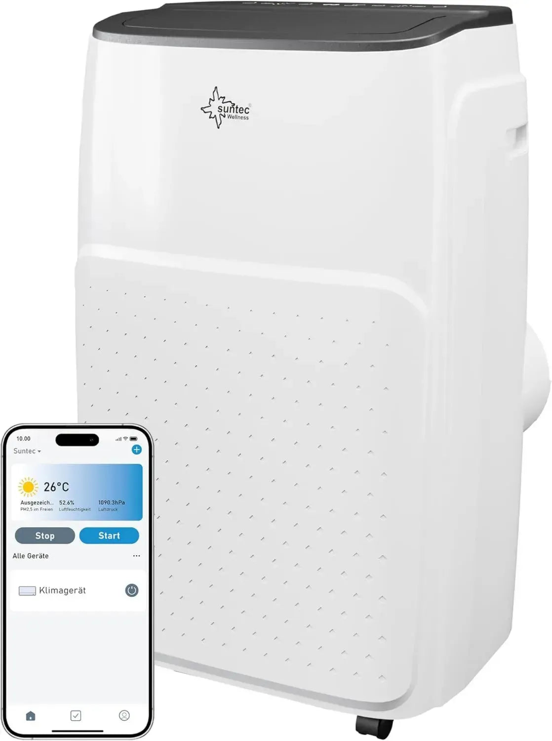 Suntec Kühlgerät 12000 BTU - Leise Mobile Klimaanlage mit App-Steuerung, Entfeuchter für bis zu 60 qm