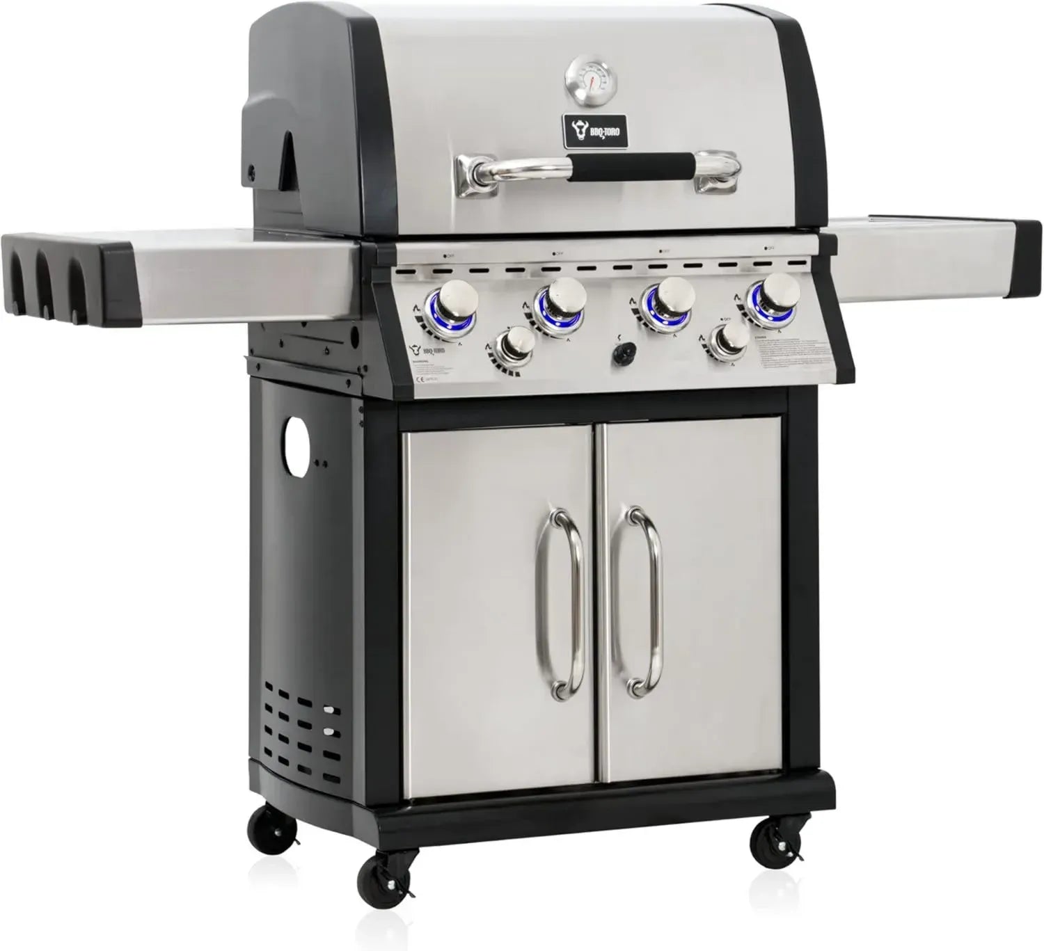 Hochwertiger Edelstahl-Gasgrill mit 4 Brennern, Seitenbrenner und Infrarot-Backburner