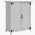 Outsunny Geräteschrank aus Tannenholz mit wasserfestem Dach, 3 Regale, 2 Türen, 75 x 40 x 90 cm, grau