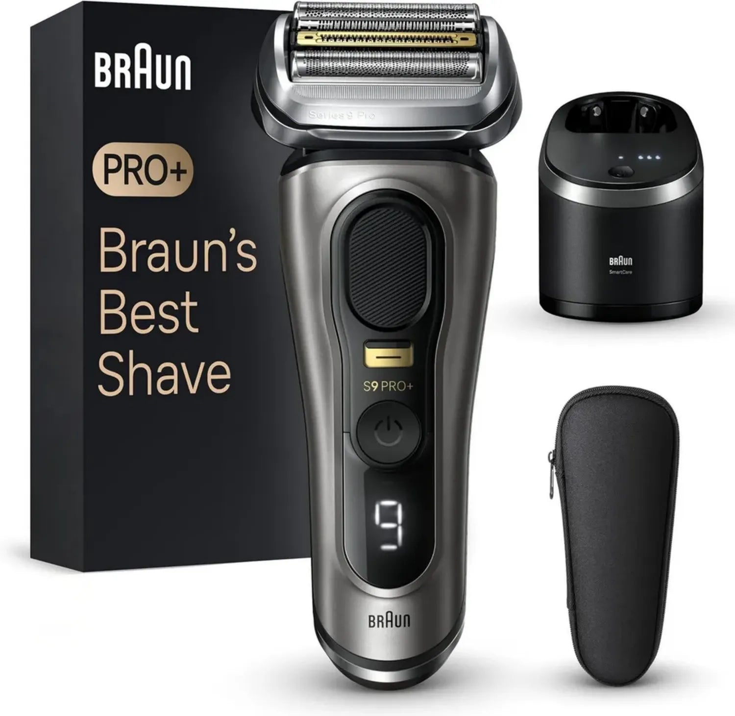 Braun Series 9 Pro+ Elektrorasierer für Herren, 5 Rasier Elemente, ProTrimmer, Reinigungsstation, 60 Min. Akkulaufzeit, Hergestellt in Deutschland