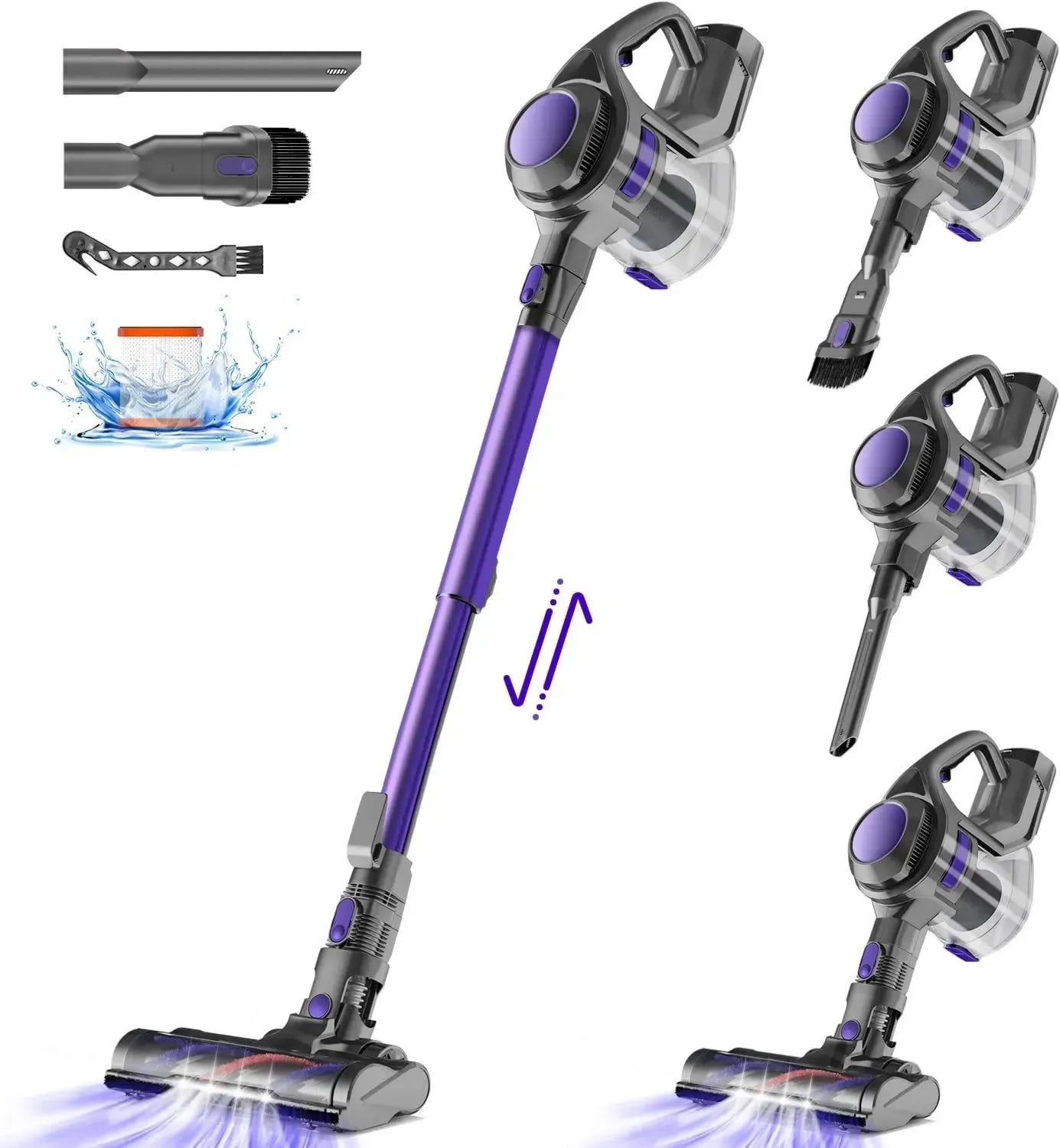 Kabelloser 450W Akku-Staubsauger mit 40000Pa Saugleistung, 1,6L Behälter, Anti-Verwicklungsbürste - 50 Minuten Laufzeit für Teppiche, Hartböden und Tierhaare