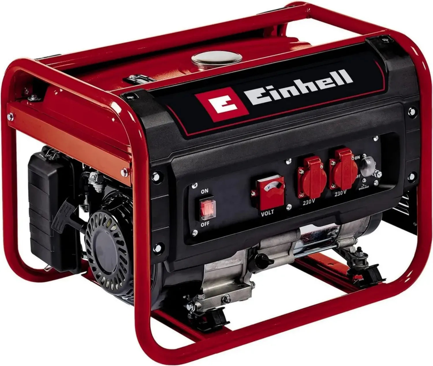 Einhell Benzin-Generator TC-PG 25/1/E5, 2400 W Maximalleistung, 15 L Tank, 4-Takt-Motor, 230 V Doppelsteckdose, Überlastschutz, Voltmeter, AVR