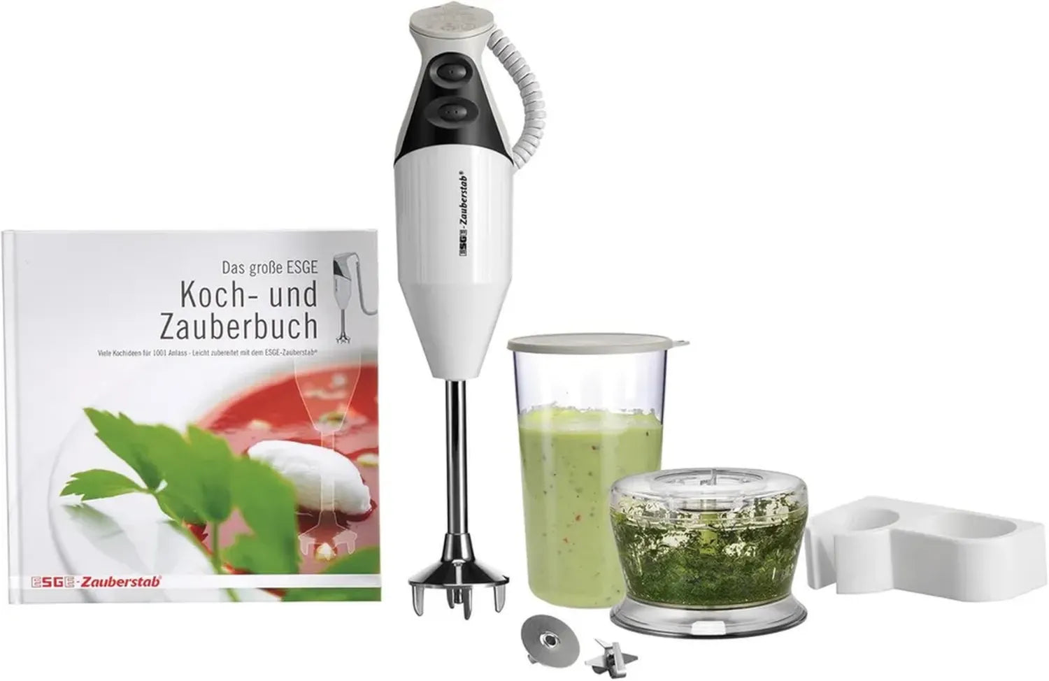 ESGE Zauberstab M 160 G Gourmet Stabmixer mit 2 Geschwindigkeiten, ergonomischer Griff, robuster 160W Motor, inklusive Zubehör, Hergestellt in der Schweiz